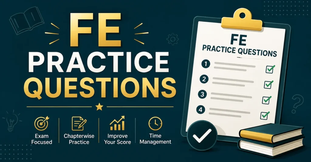 FE Practice Questions with exam-style questions, knowledge testing, and confidence-building study practice