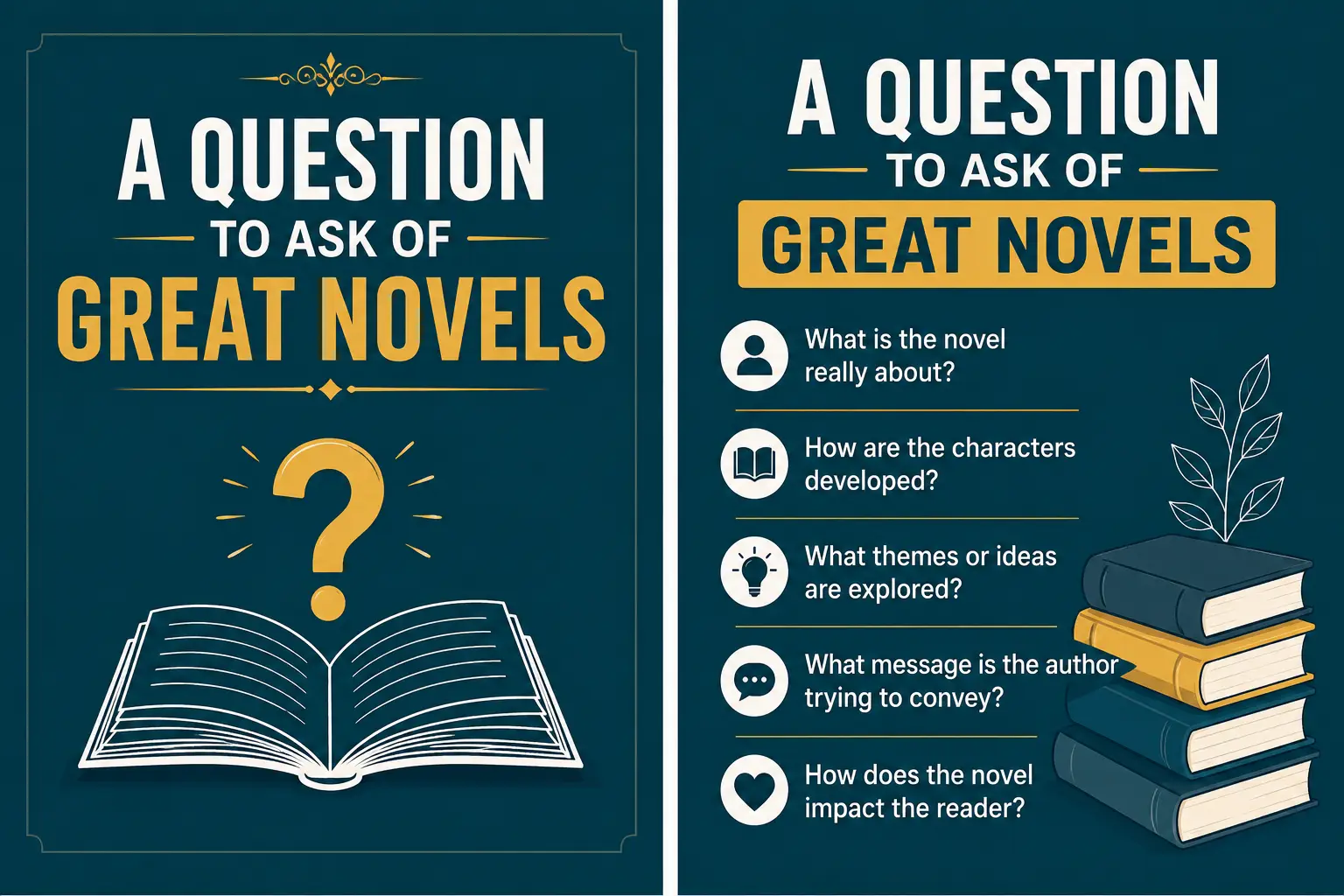 A question to ask of great novels with books and reading prompts