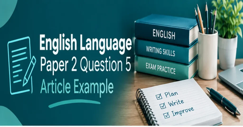 English Language Paper 2 Question 5 Article Example with exam writing tips and study materials