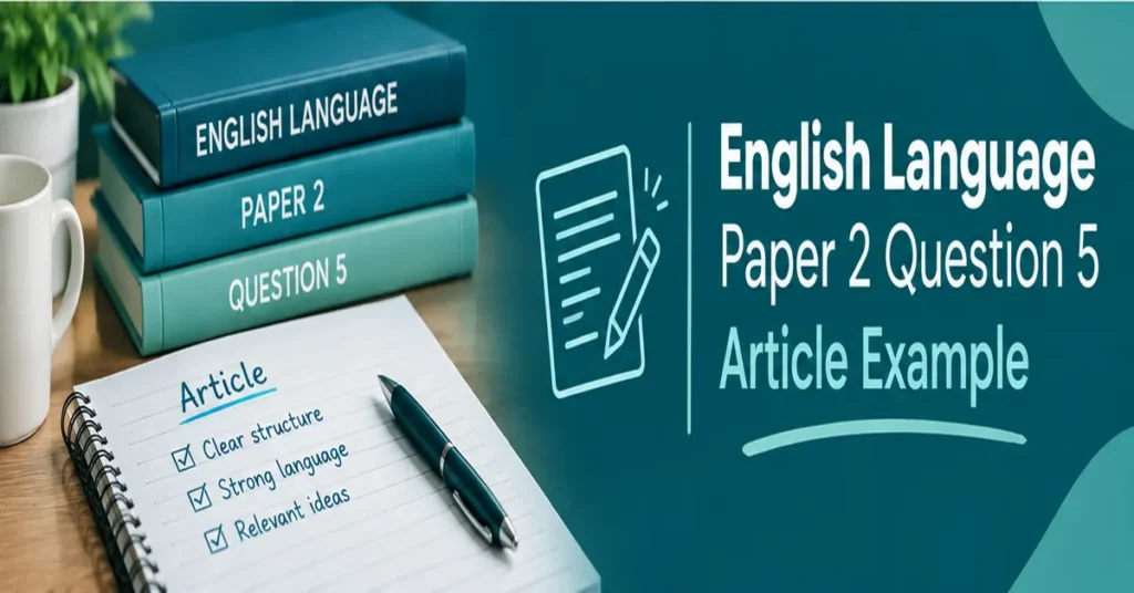 English Language Paper 2 Question 5 Article Example showing article structure, clear writing, and planning tips