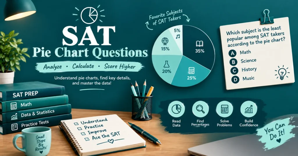 SAT pie chart practice with percentages and data skills.