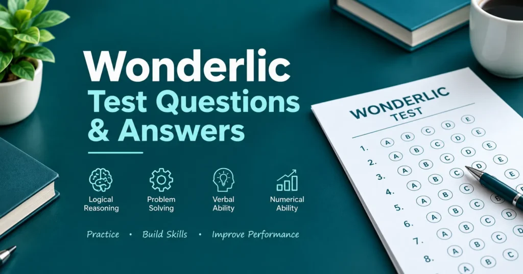Wonderlic test questions and answers with practice topics and answer sheet