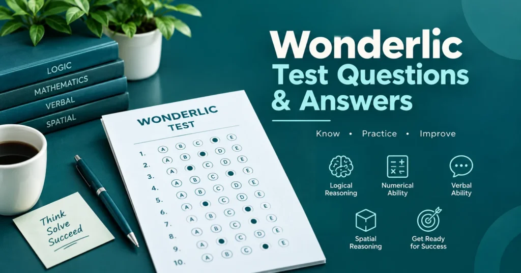 Wonderlic test questions and answers PDF study guide with reasoning and math practice