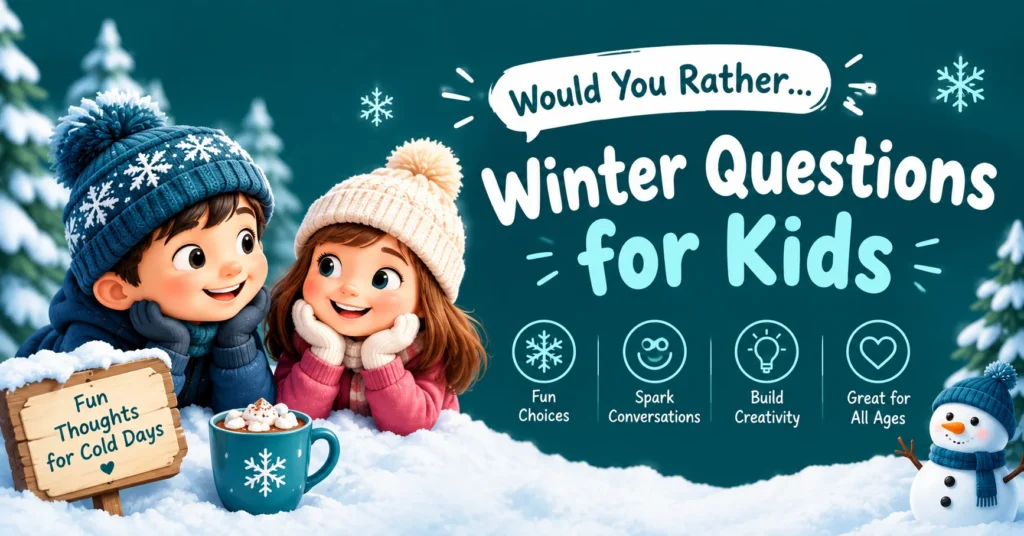 Would You Rather winter questions for kids with fun snowy activities