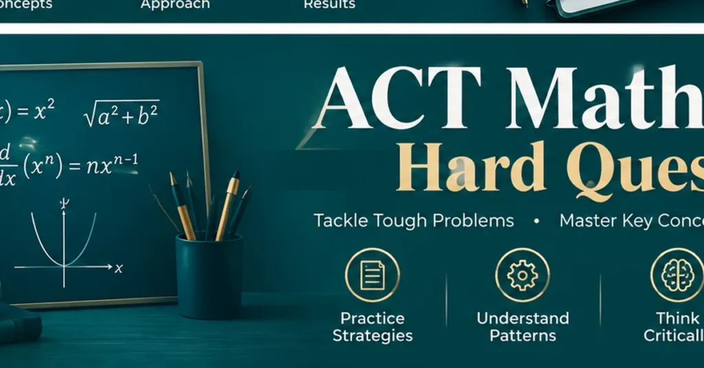 ACT Math hard questions practice with difficult math concepts, problem-solving strategies, formulas, and score improvement tips