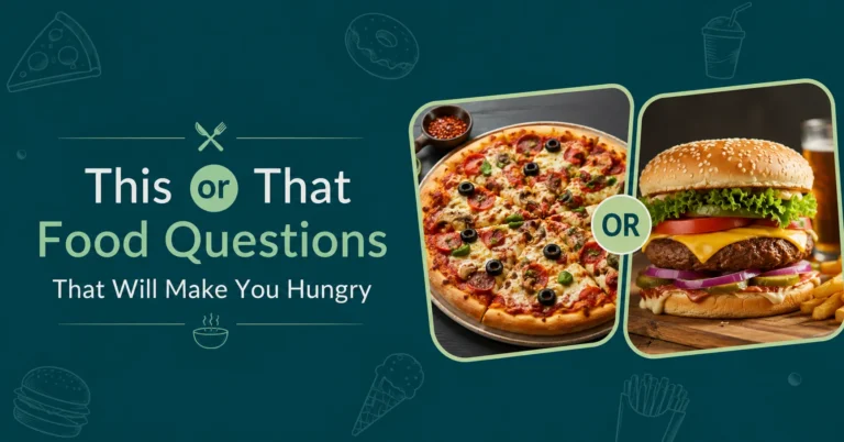 This or That Food Questions featuring pizza and burger choices