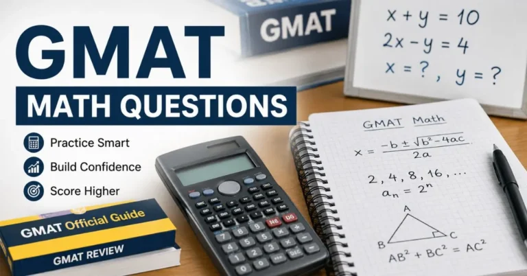 GMAT math questions practice with calculator, equations, and study materials