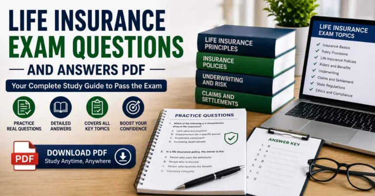 Life insurance exam questions and answers PDF for exam preparation