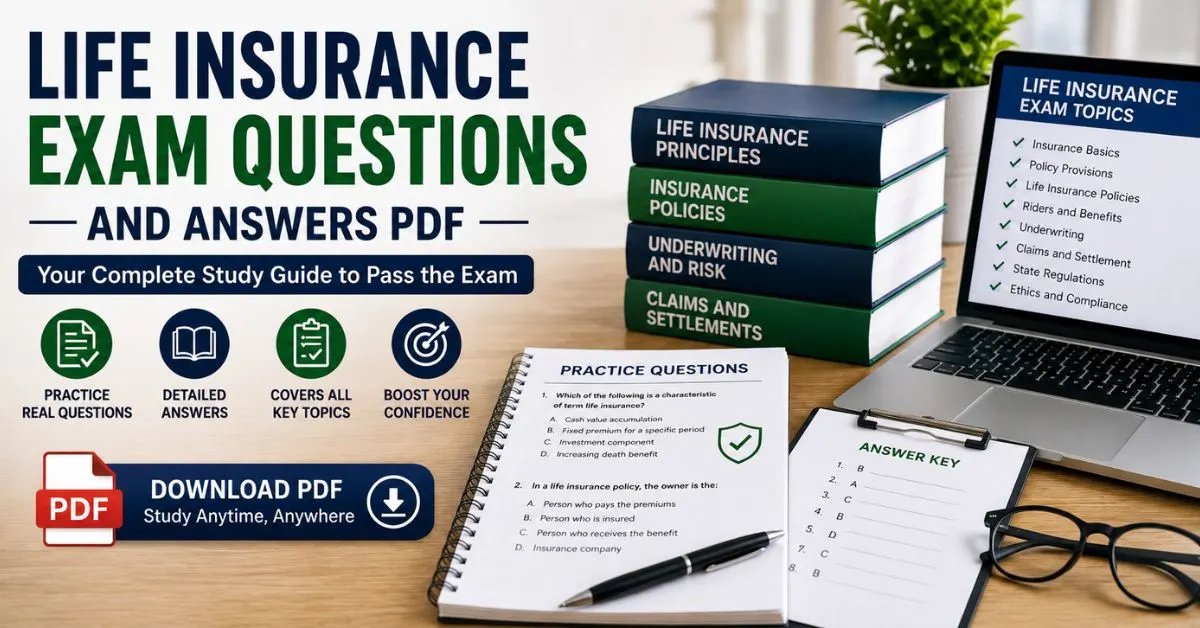 Life insurance exam questions and answers PDF for exam preparation