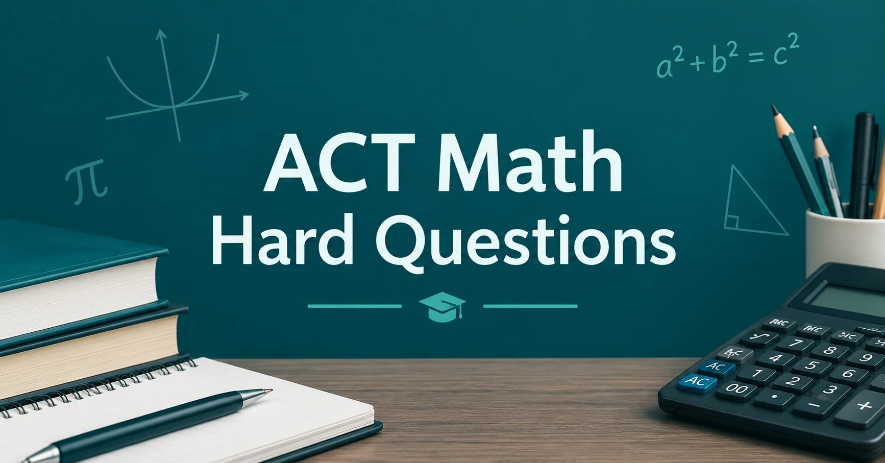 ACT Math Hard Questions study guide with challenging math problems and calculator